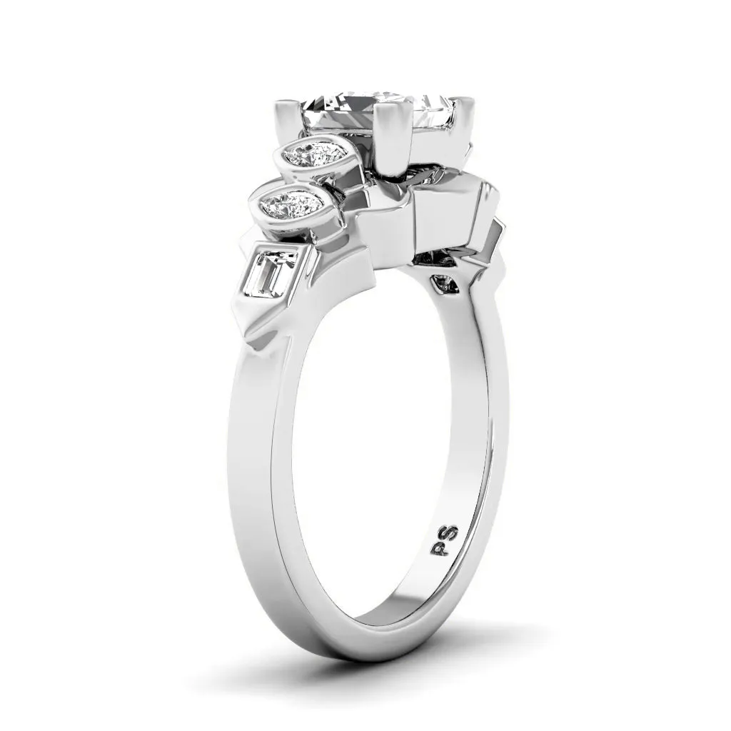 0.60-1.75 CT Baguette & Marquise & Princess Cut Diamonds - Engagement Ring