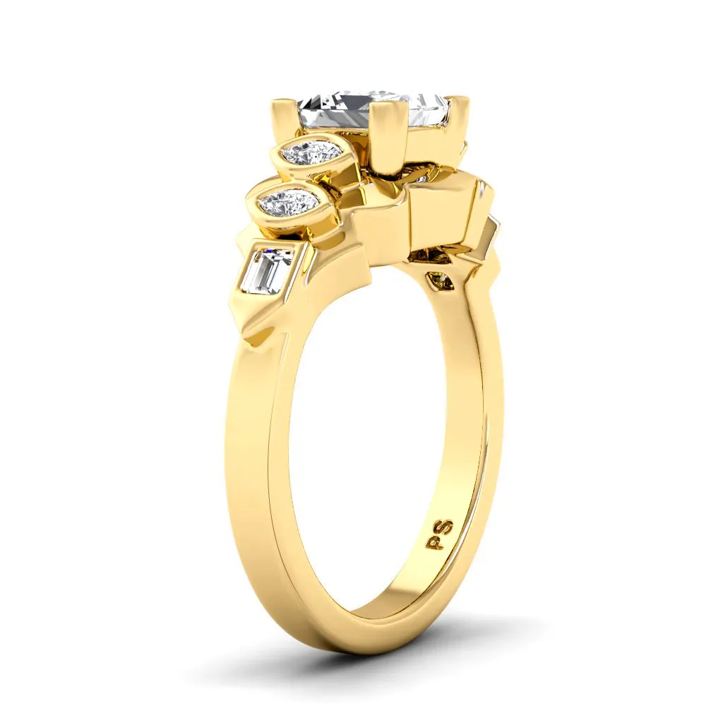 0.60-1.75 CT Baguette & Marquise & Princess Cut Diamonds - Engagement Ring