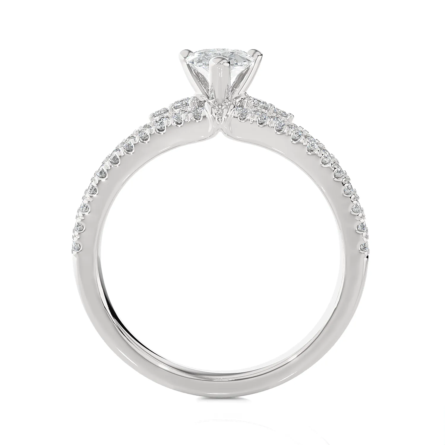 1 1/5 ctw Pear-Shaped Lab Grown Diamond Side Stone Engagement Ring