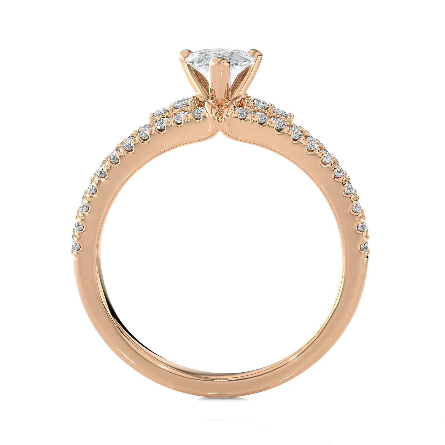 1 1/5 ctw Pear-Shaped Lab Grown Diamond Side Stone Engagement Ring