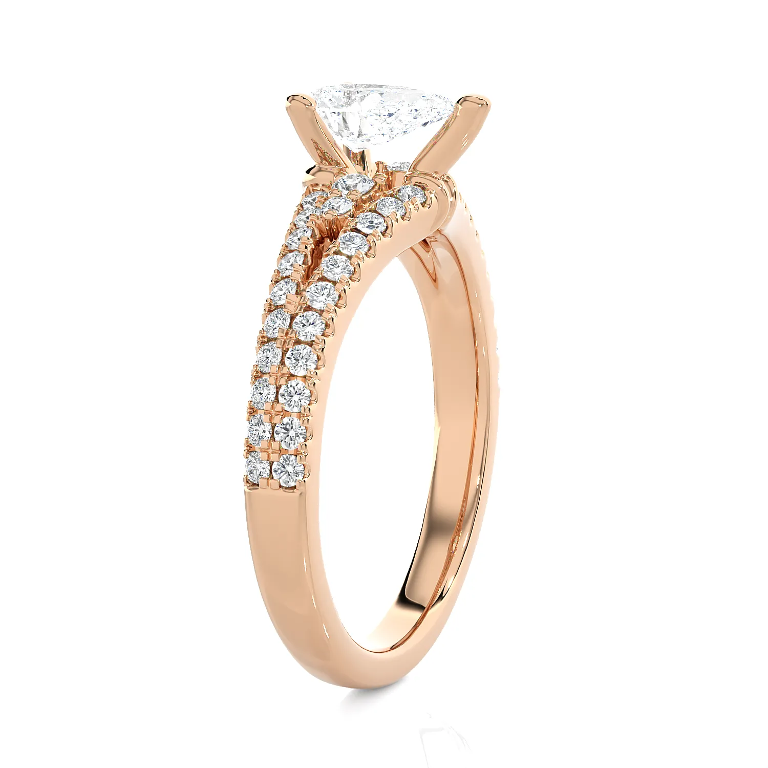 1 1/5 ctw Pear-Shaped Lab Grown Diamond Side Stone Engagement Ring
