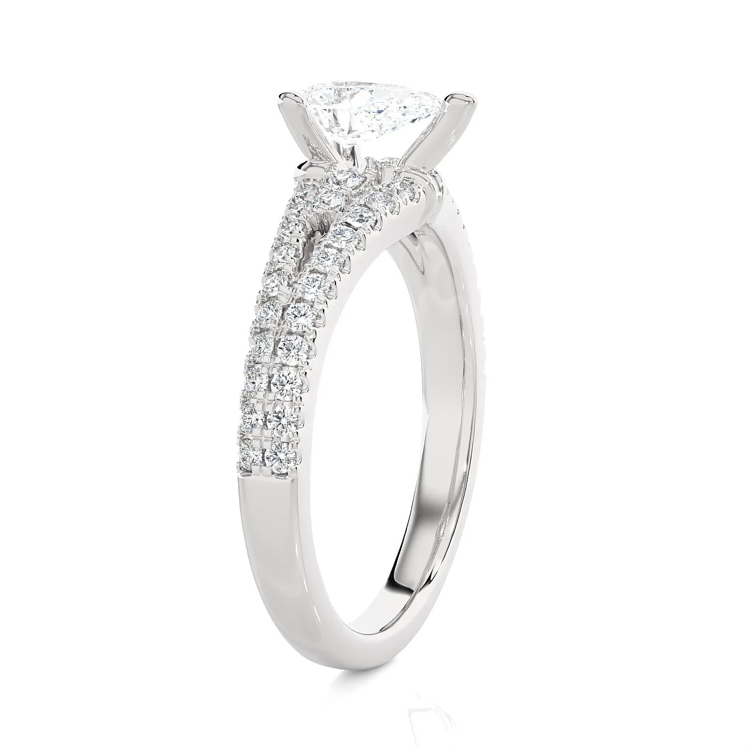 1 1/5 ctw Pear-Shaped Lab Grown Diamond Side Stone Engagement Ring