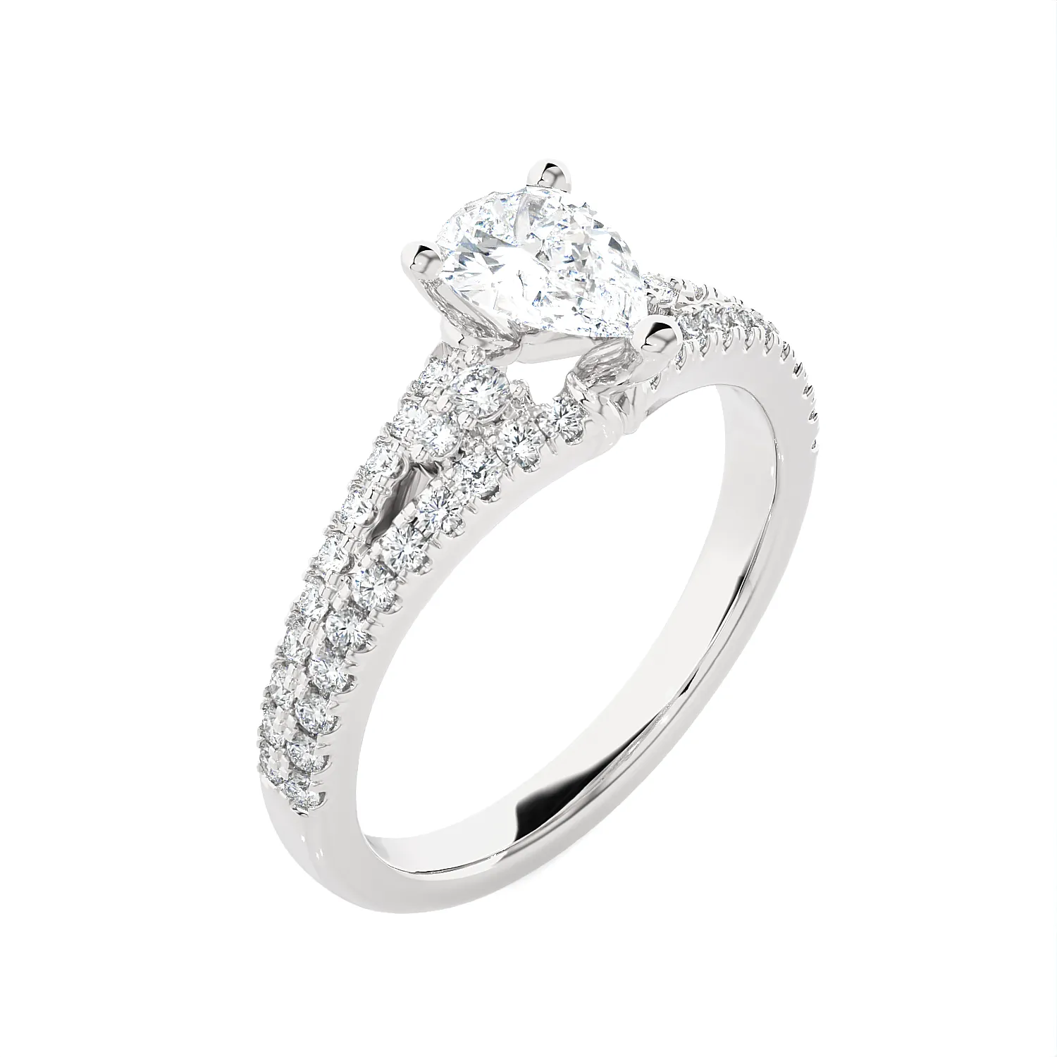 1 1/5 ctw Pear-Shaped Lab Grown Diamond Side Stone Engagement Ring