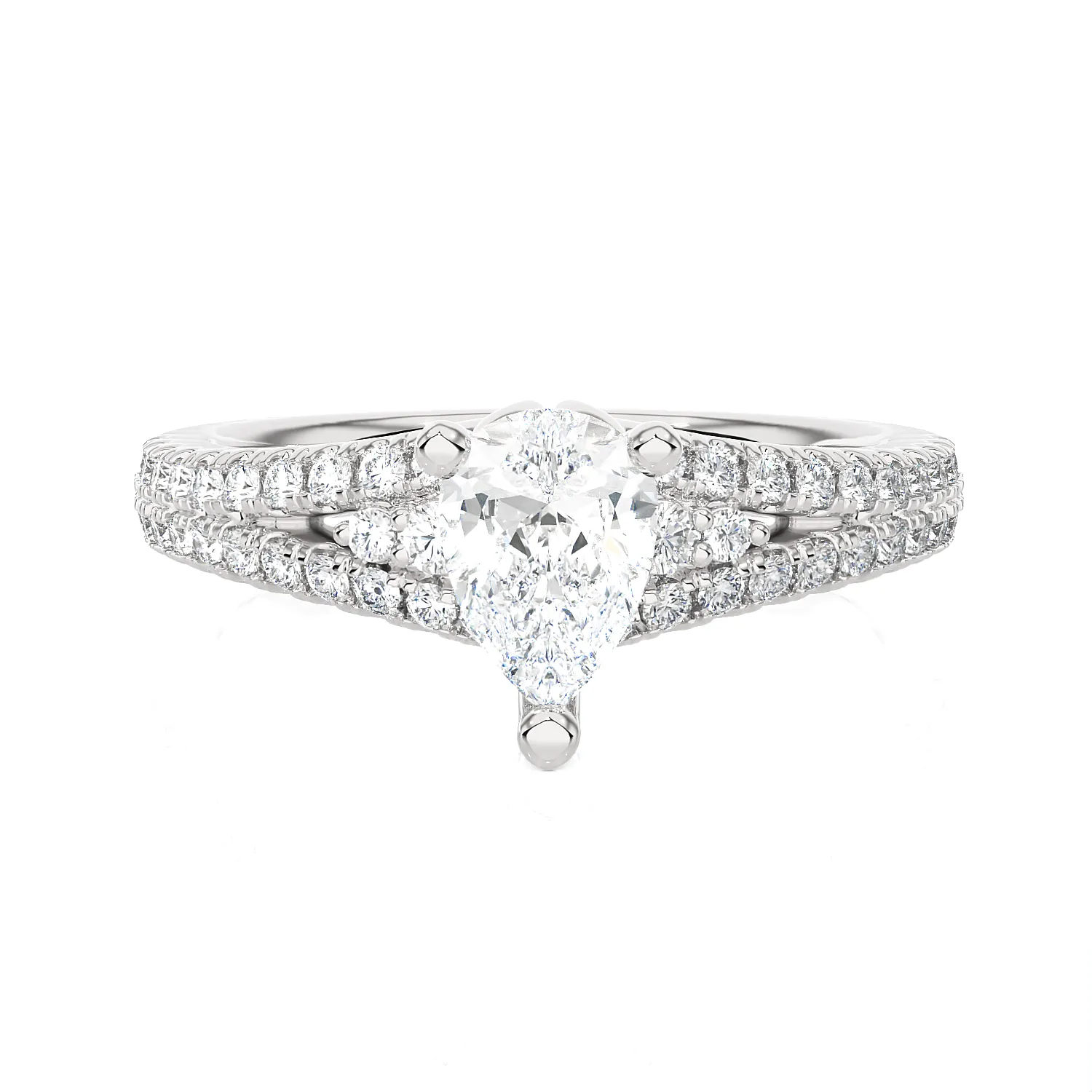 1 1/5 ctw Pear-Shaped Lab Grown Diamond Side Stone Engagement Ring