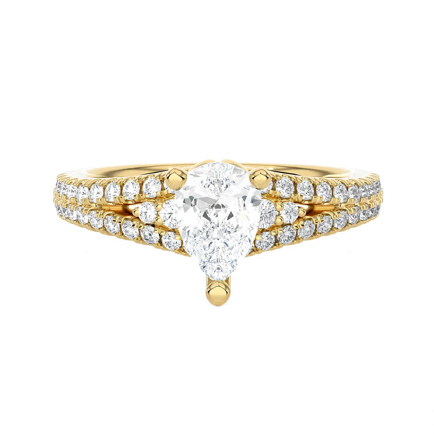 1 1/5 ctw Pear-Shaped Lab Grown Diamond Side Stone Engagement Ring