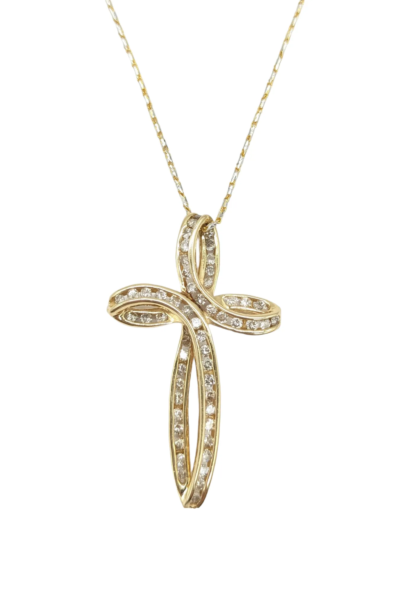 1 Carat Diamond Open Cross Pendant
