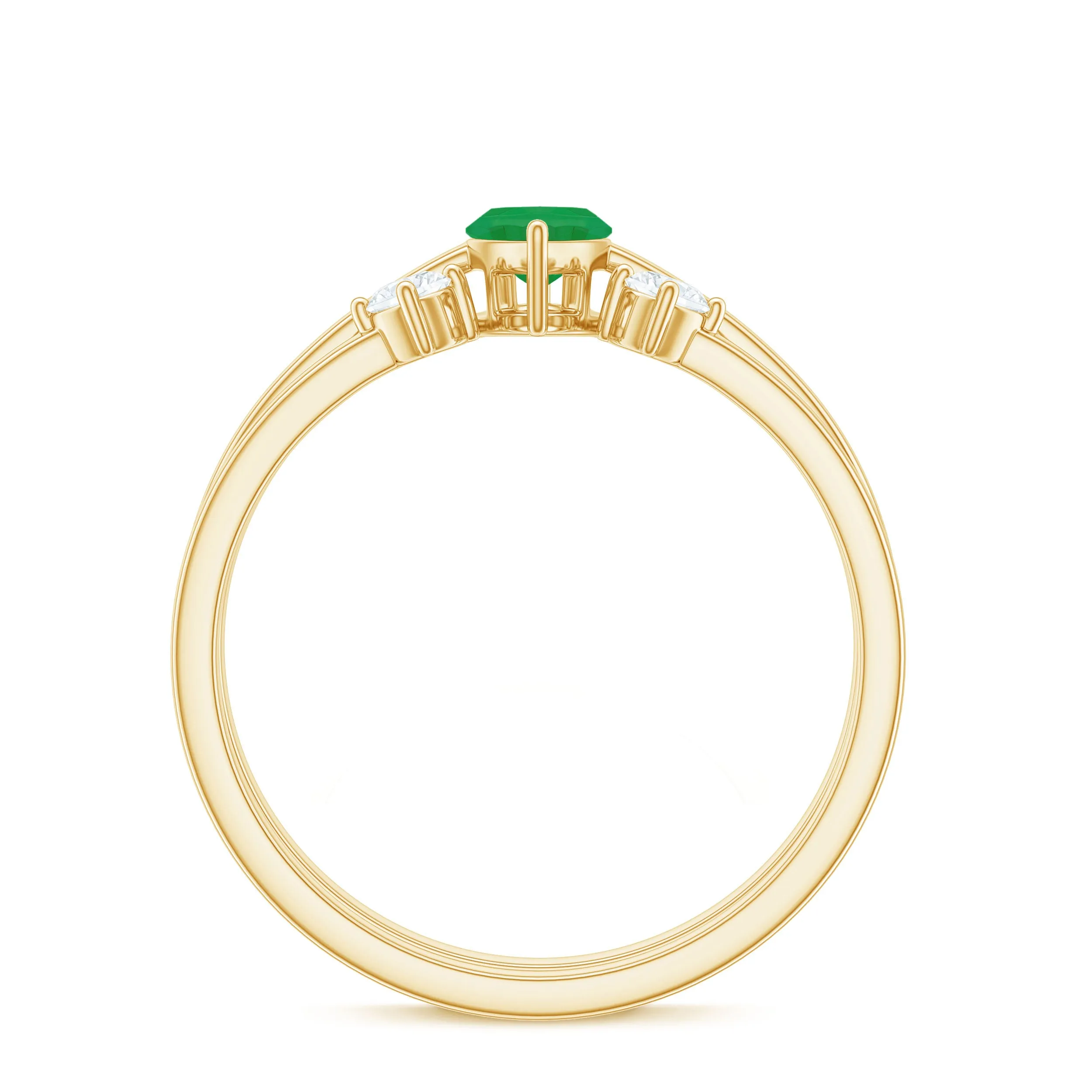 1 CT Marquise shape Emerald Simple Solitaire Ring Set with Diamond