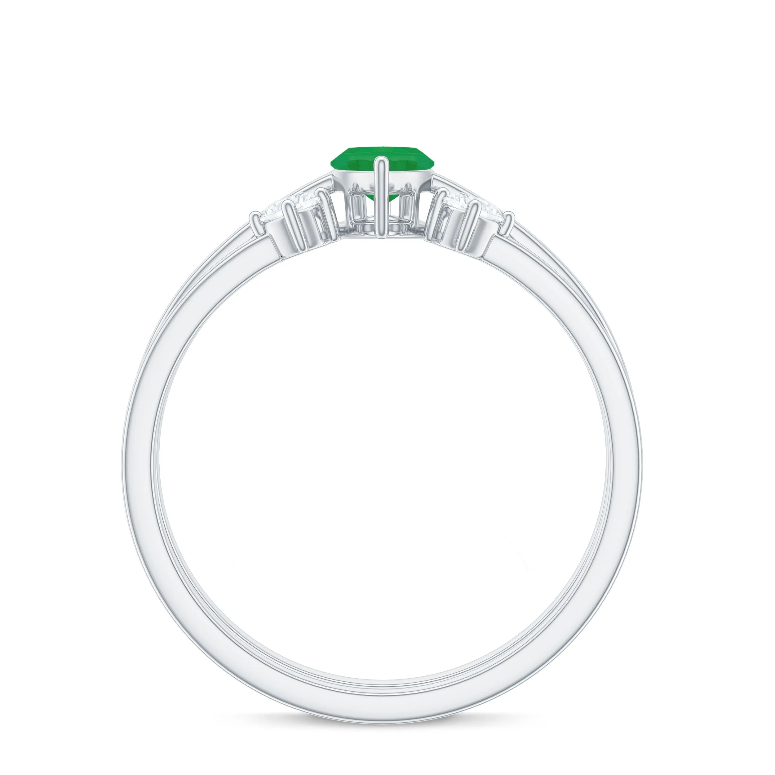 1 CT Marquise shape Emerald Simple Solitaire Ring Set with Diamond