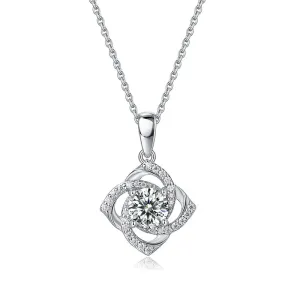 1 Ct Moissanite Diamond Rose Pendant Necklace 925 Sterling Silver XMFN8152