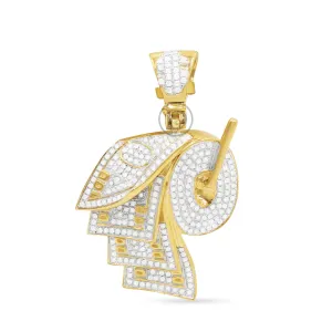 10K Yellow Gold 100 Dollar Bill Pendant With 1.47CT Diamonds