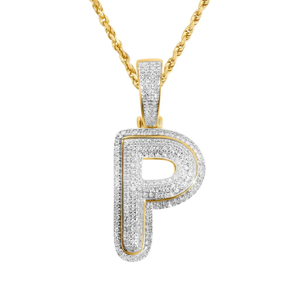 10k Yellow Gold Diamond P Pendant 0.29 Ctw
