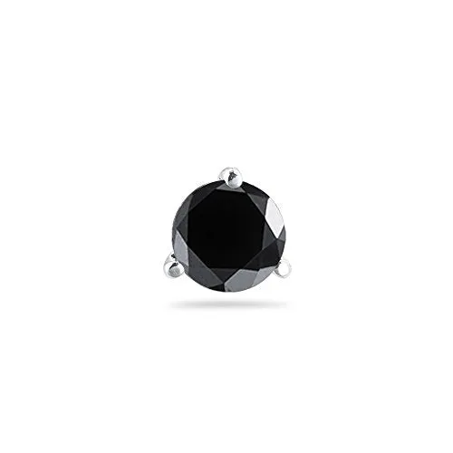 1/2 (0.46-0.55) Cts of 4.89-4.93 mm Black Diamond Mens Stud Earring in 14K White Gold