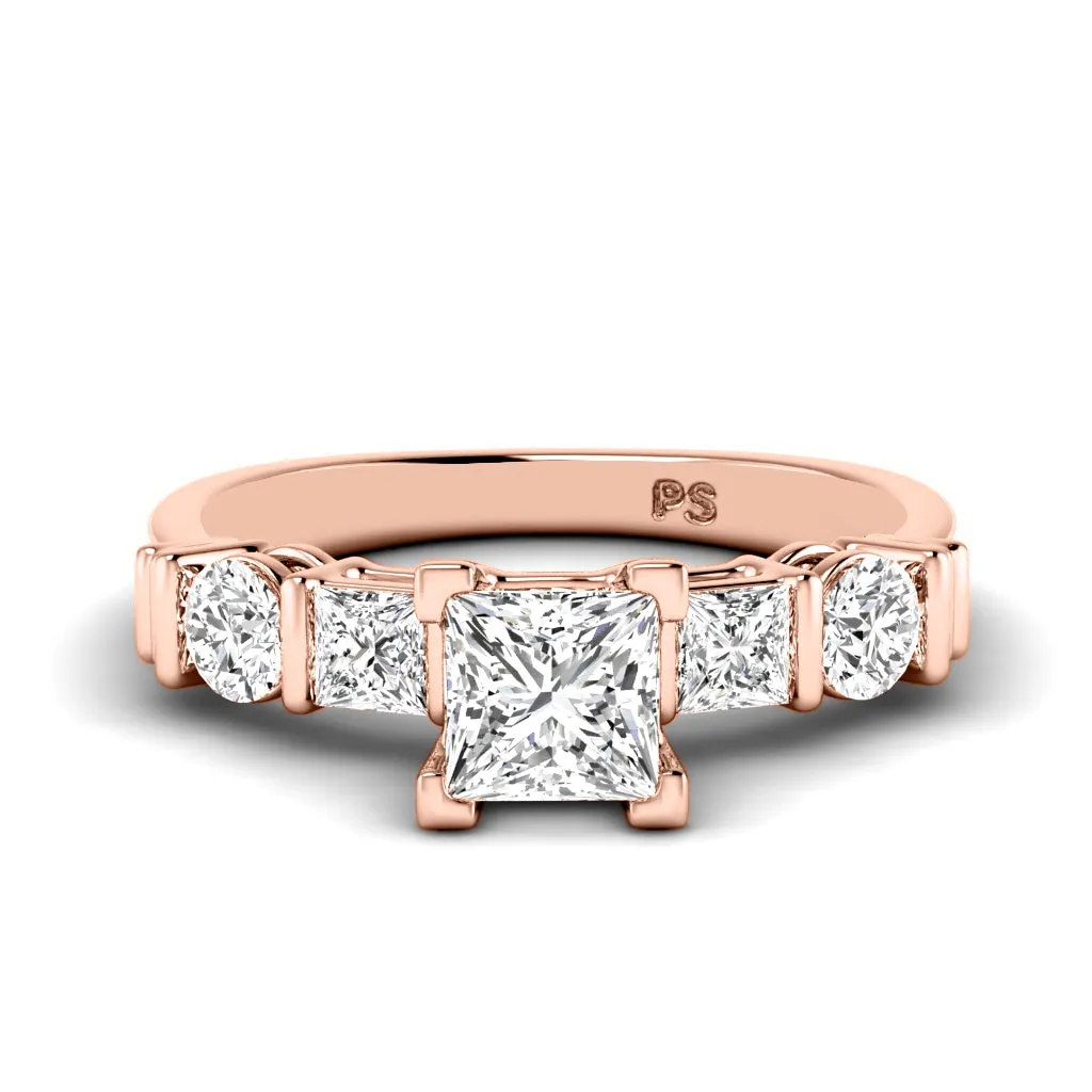 1.20-3.70 CT Round & Princess Cut Lab Grown Diamonds - Engagement Ring