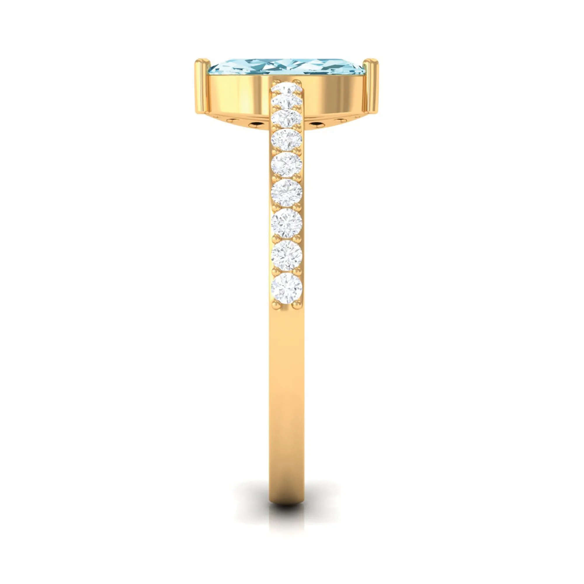 1.25 Ct Marquise Aquamarine and Diamond Engagement Ring