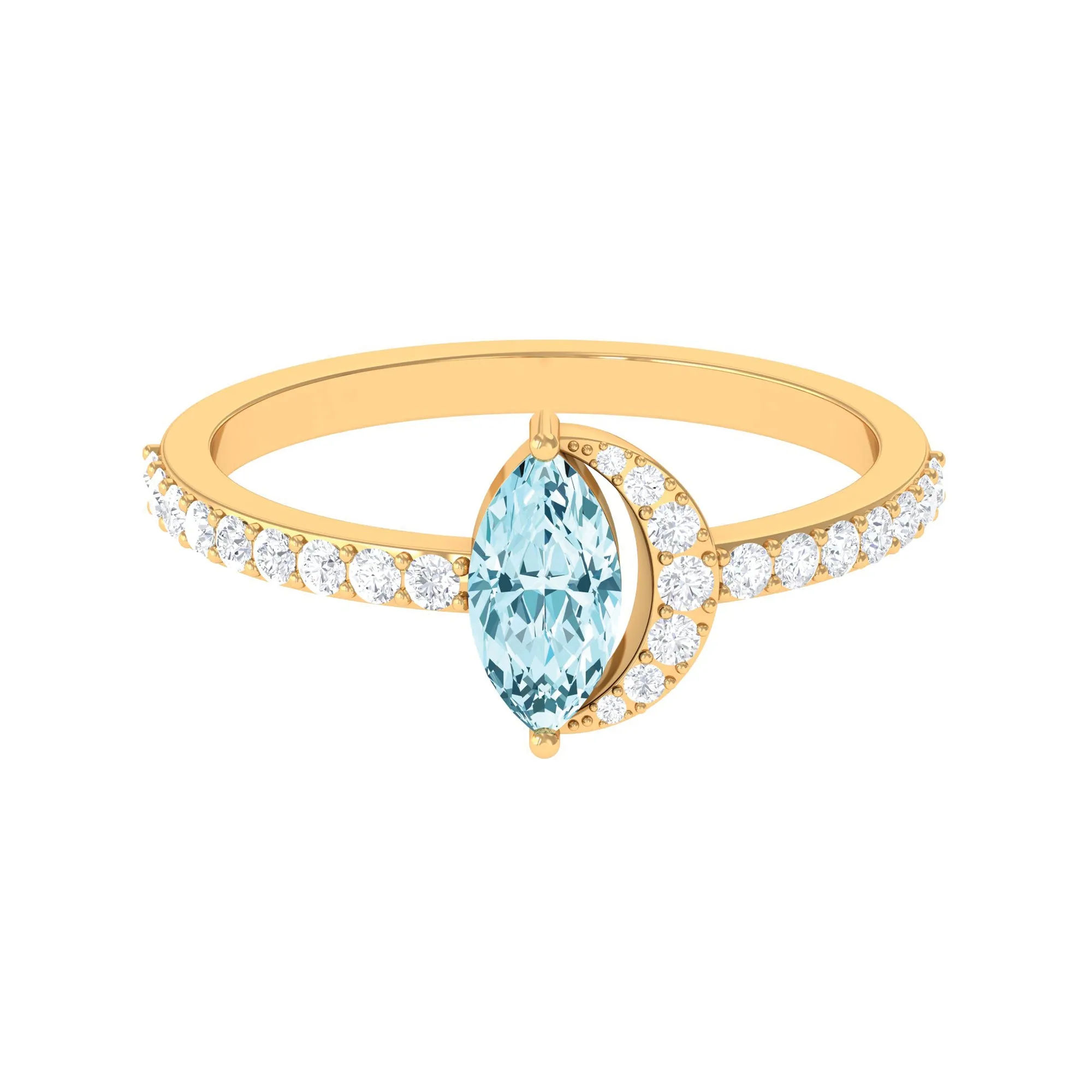 1.25 Ct Marquise Aquamarine and Diamond Engagement Ring