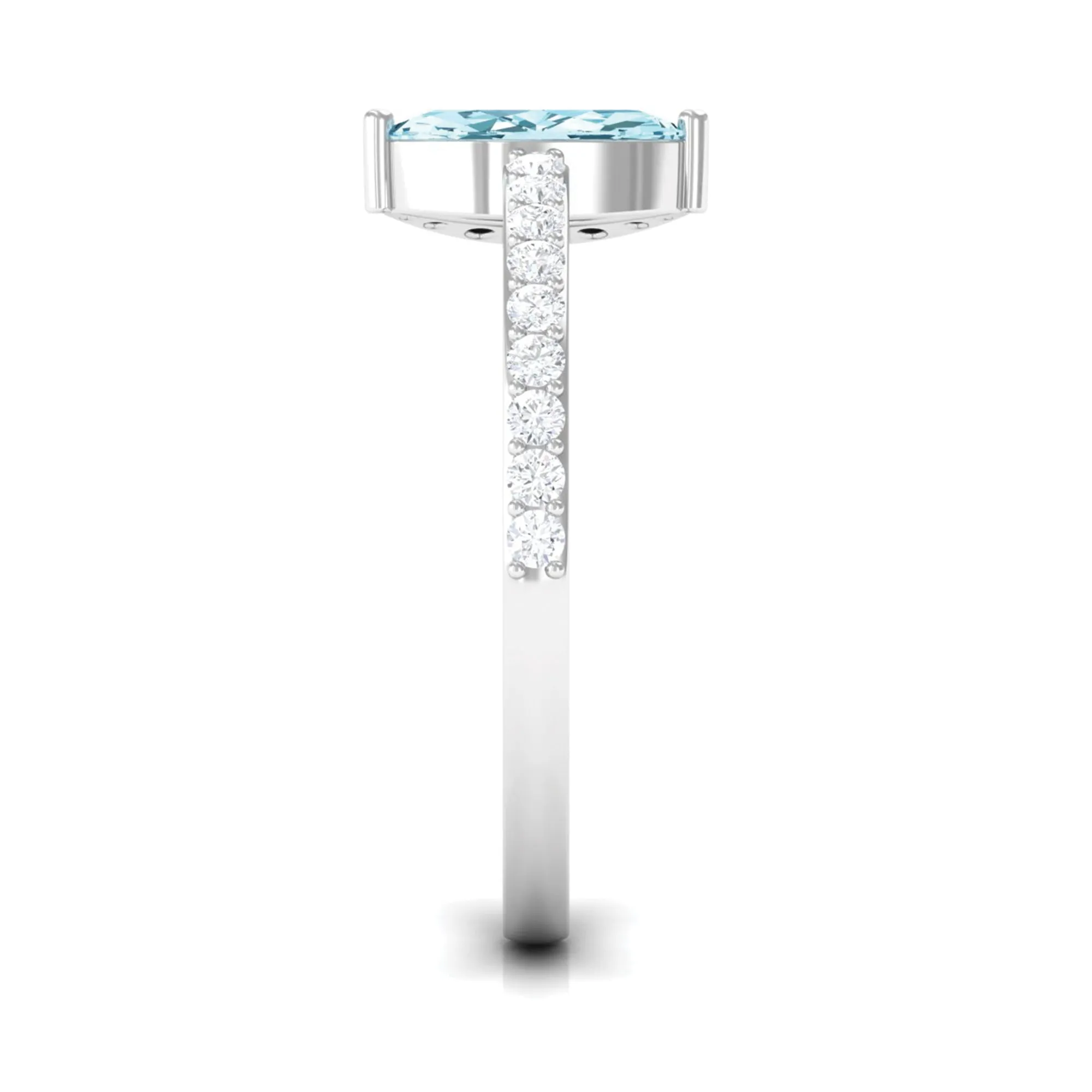 1.25 Ct Marquise Aquamarine and Diamond Engagement Ring