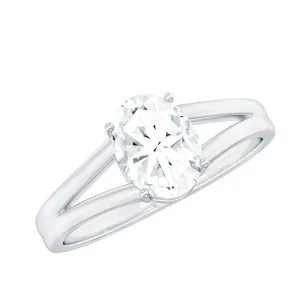 1.25 CT Oval Moissanite Solitaire Engagement Ring