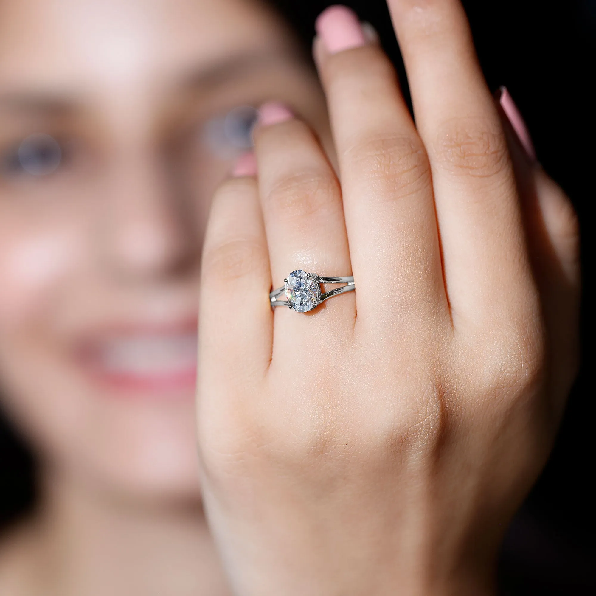 1.25 CT Oval Moissanite Solitaire Engagement Ring