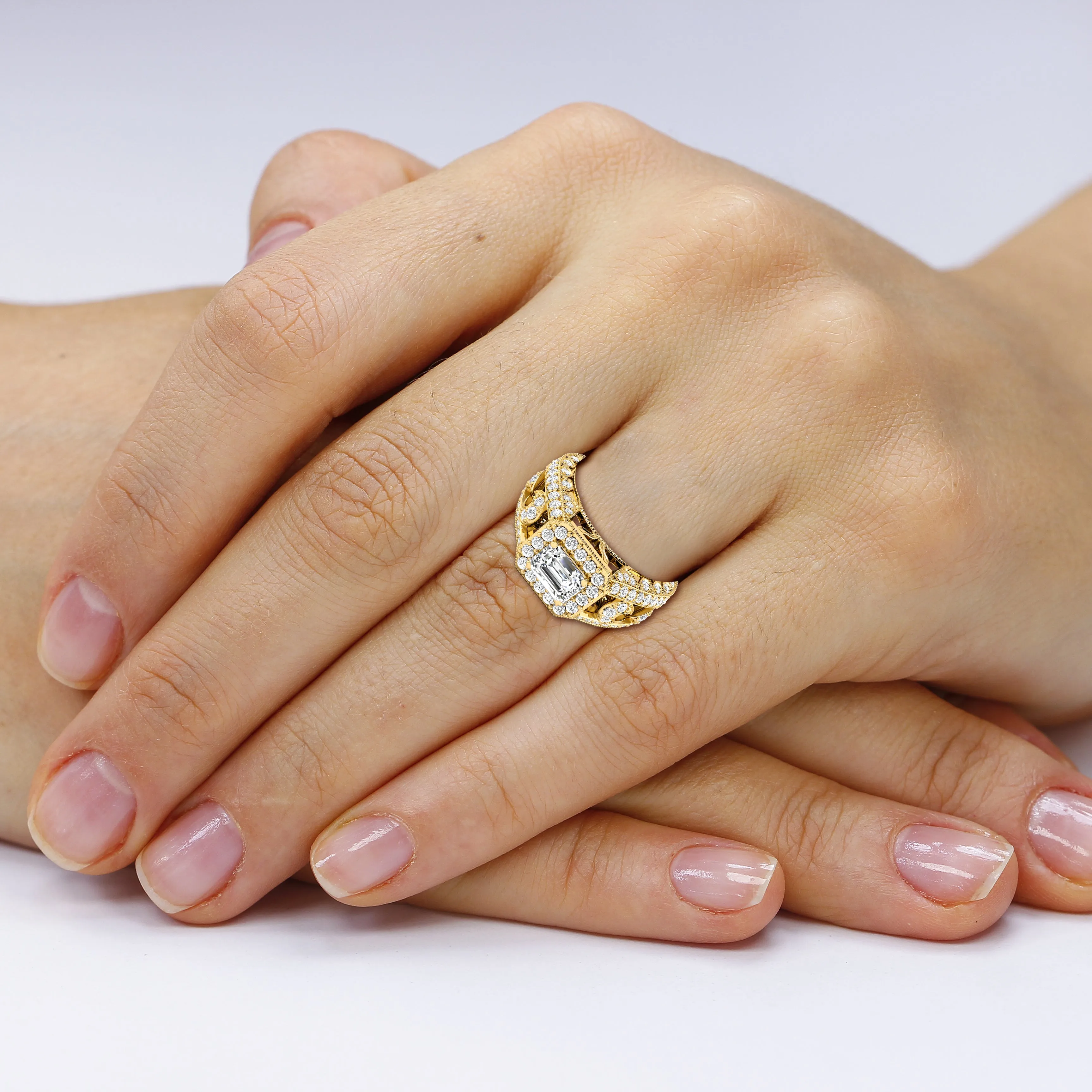 1.45-3.95 CT Round & Emerald Cut Lab Grown Diamonds - Engagement Ring