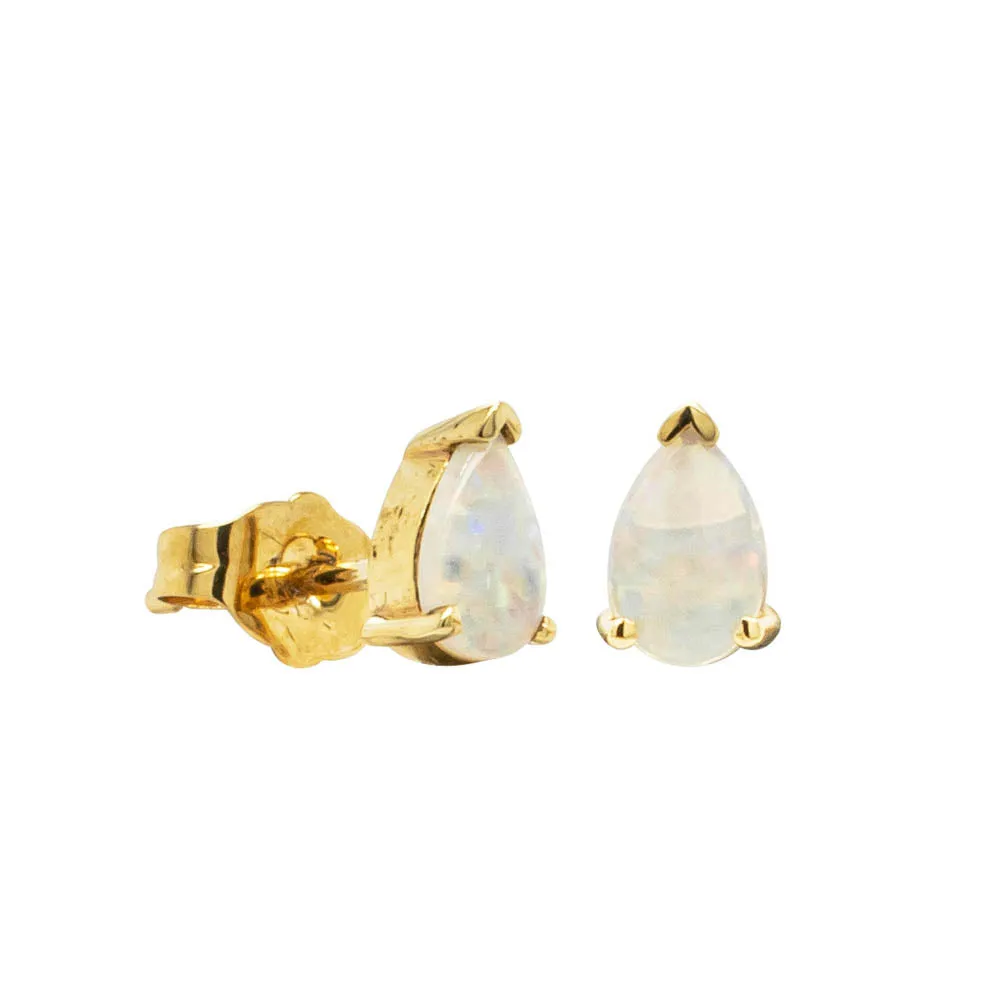 14ct Yellow Gold Opal Stud Earrings