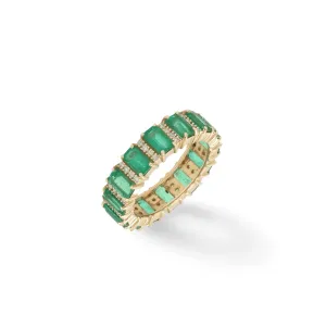 14K & 18K Gold Emerald and Diamond Eternity Band