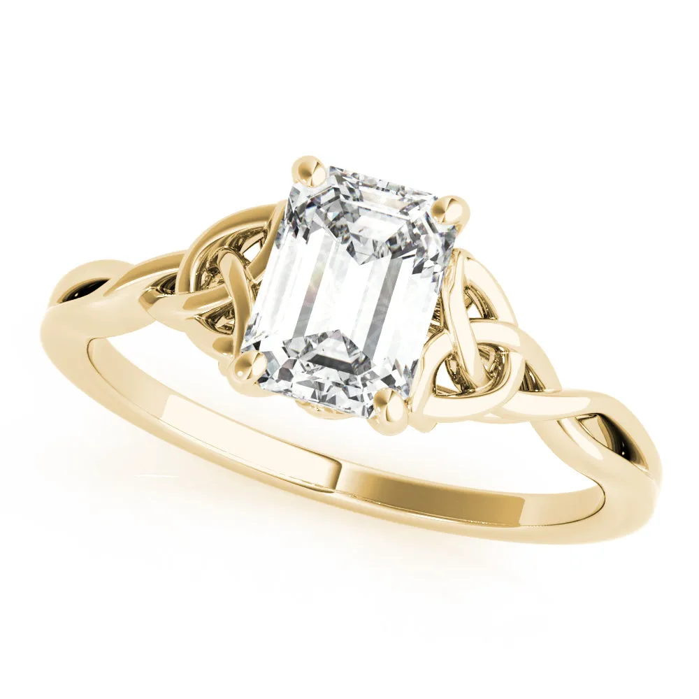 14K Emerald Cut Diamond Rope Tied Solitaire Engagement Ring
