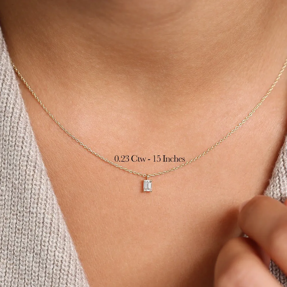 14k Emerald Cut Diamond Solitaire