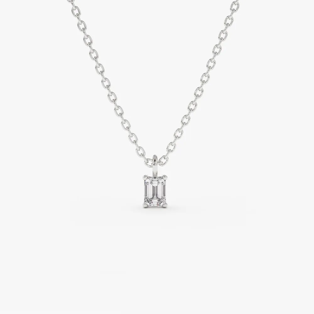 14k Emerald Cut Diamond Solitaire