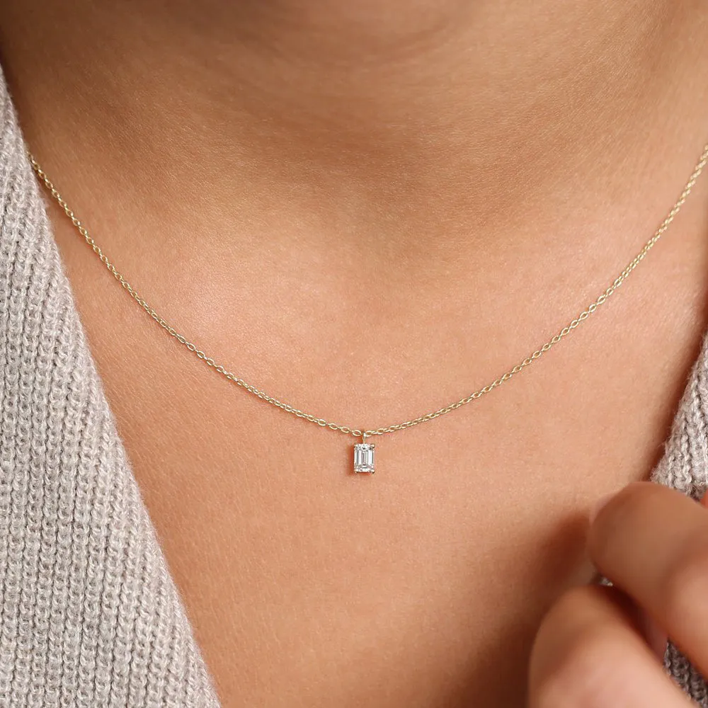 14k Emerald Cut Diamond Solitaire