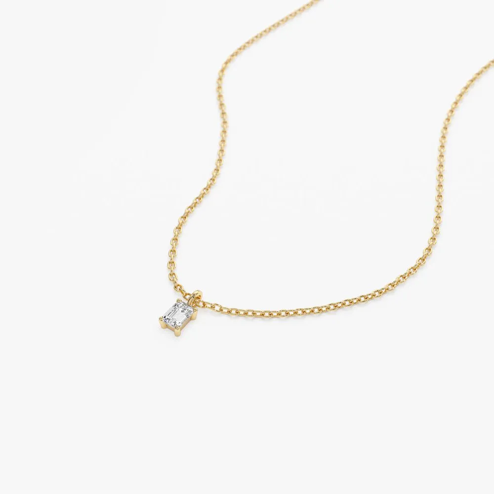 14k Emerald Cut Diamond Solitaire