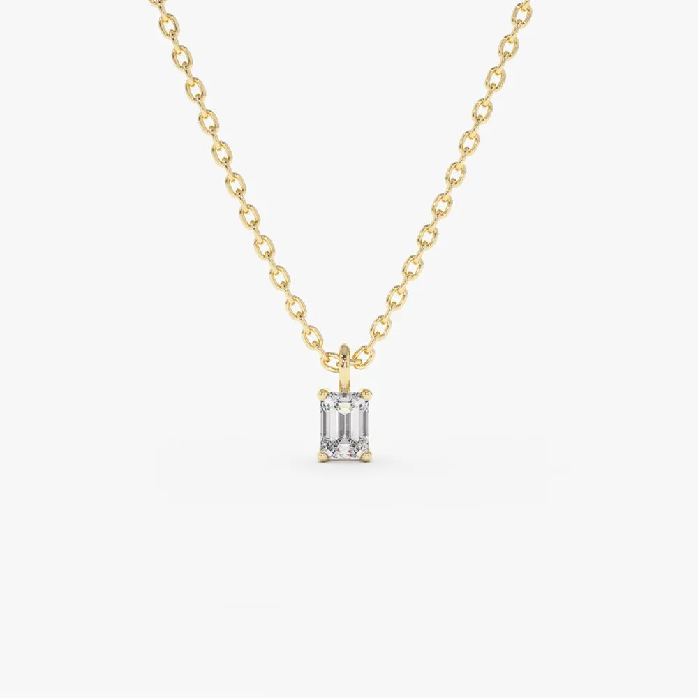 14k Emerald Cut Diamond Solitaire