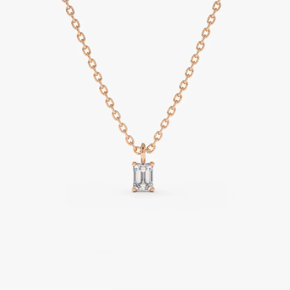 14k Emerald Cut Diamond Solitaire