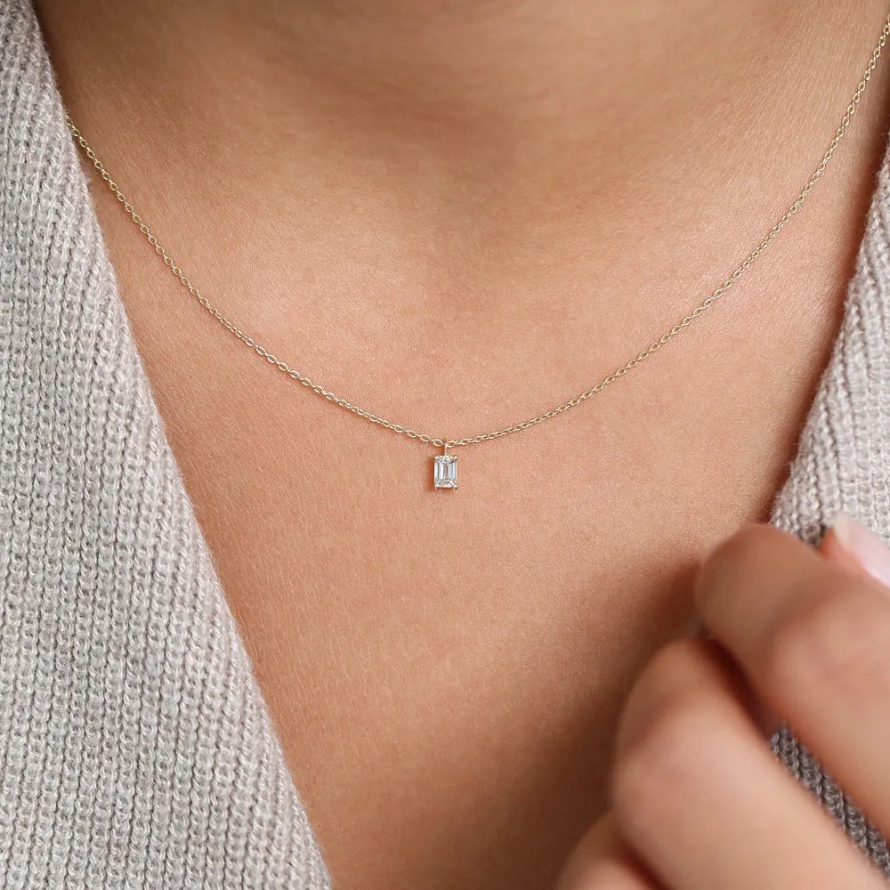 14k Emerald Cut Diamond Solitaire