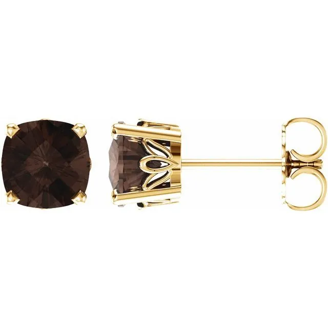 14k Gold Cushion Cut 6mm Genuine Gemstone Earrings