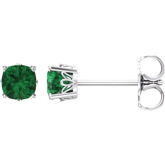 14k Gold Cushion Cut 6mm Genuine Gemstone Earrings