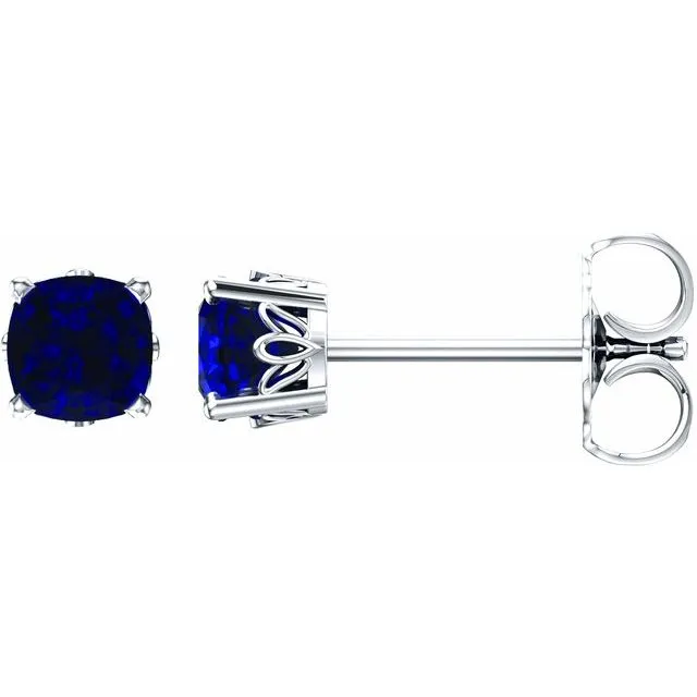 14k Gold Cushion Cut 6mm Genuine Gemstone Earrings