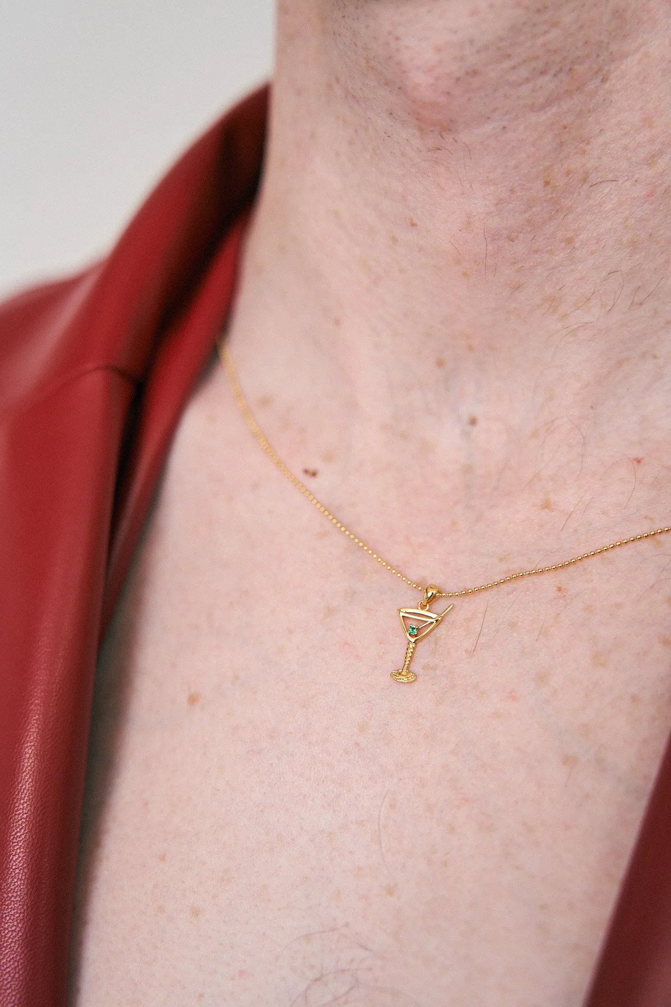 14K Gold Fill Emerald Martini Necklace