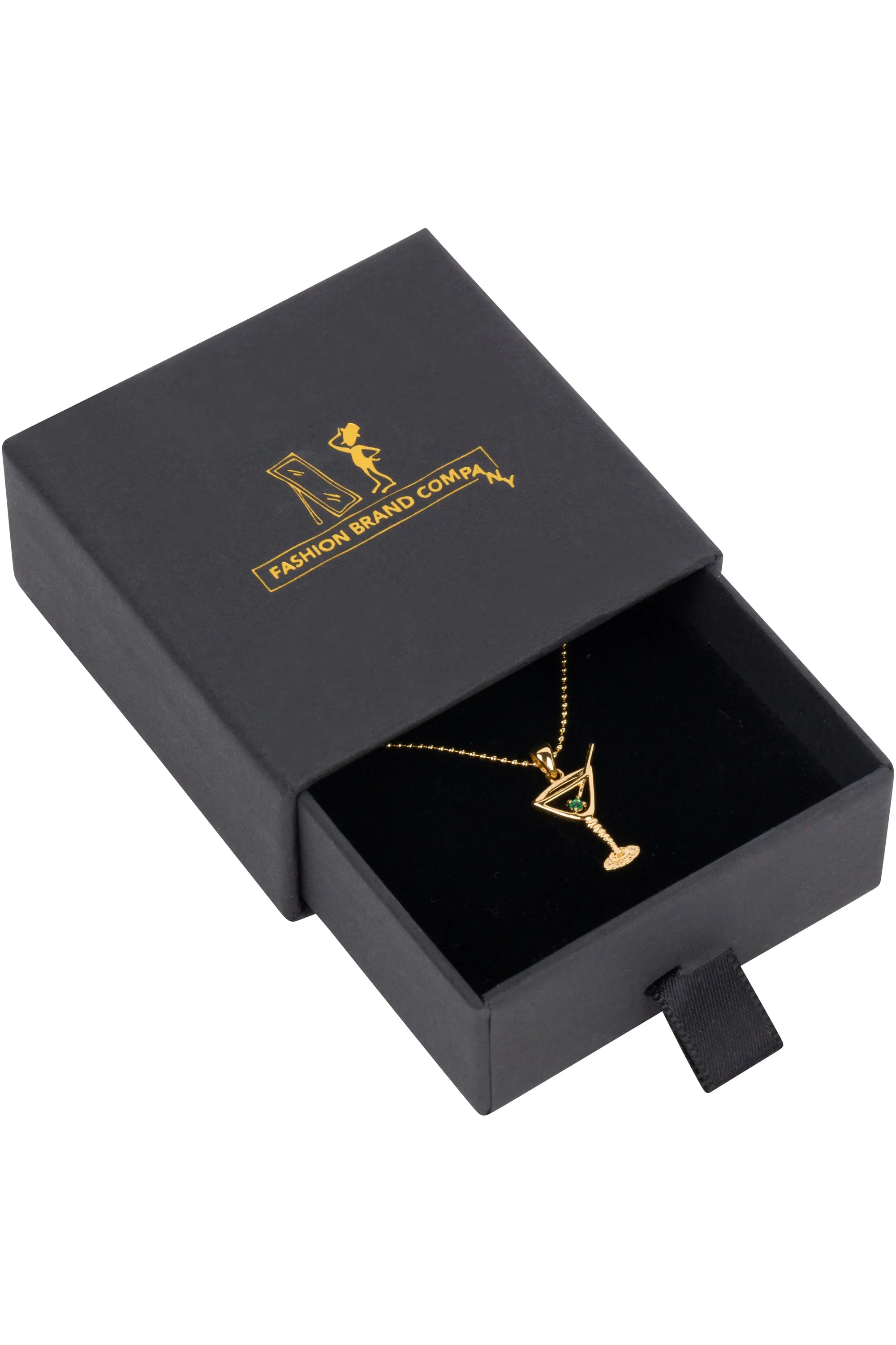 14K Gold Fill Emerald Martini Necklace