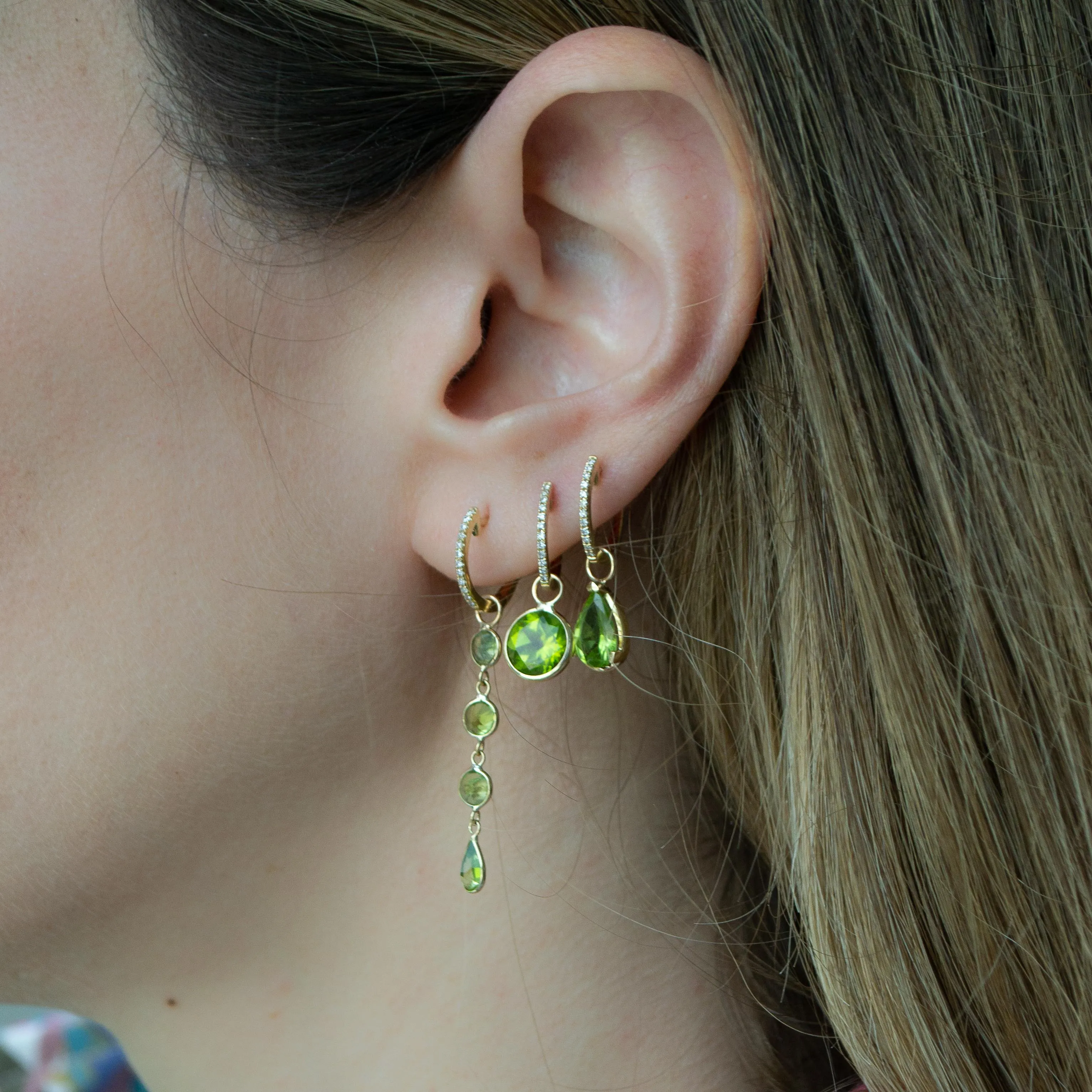 14K Gold Peridot Drop Earring Charm