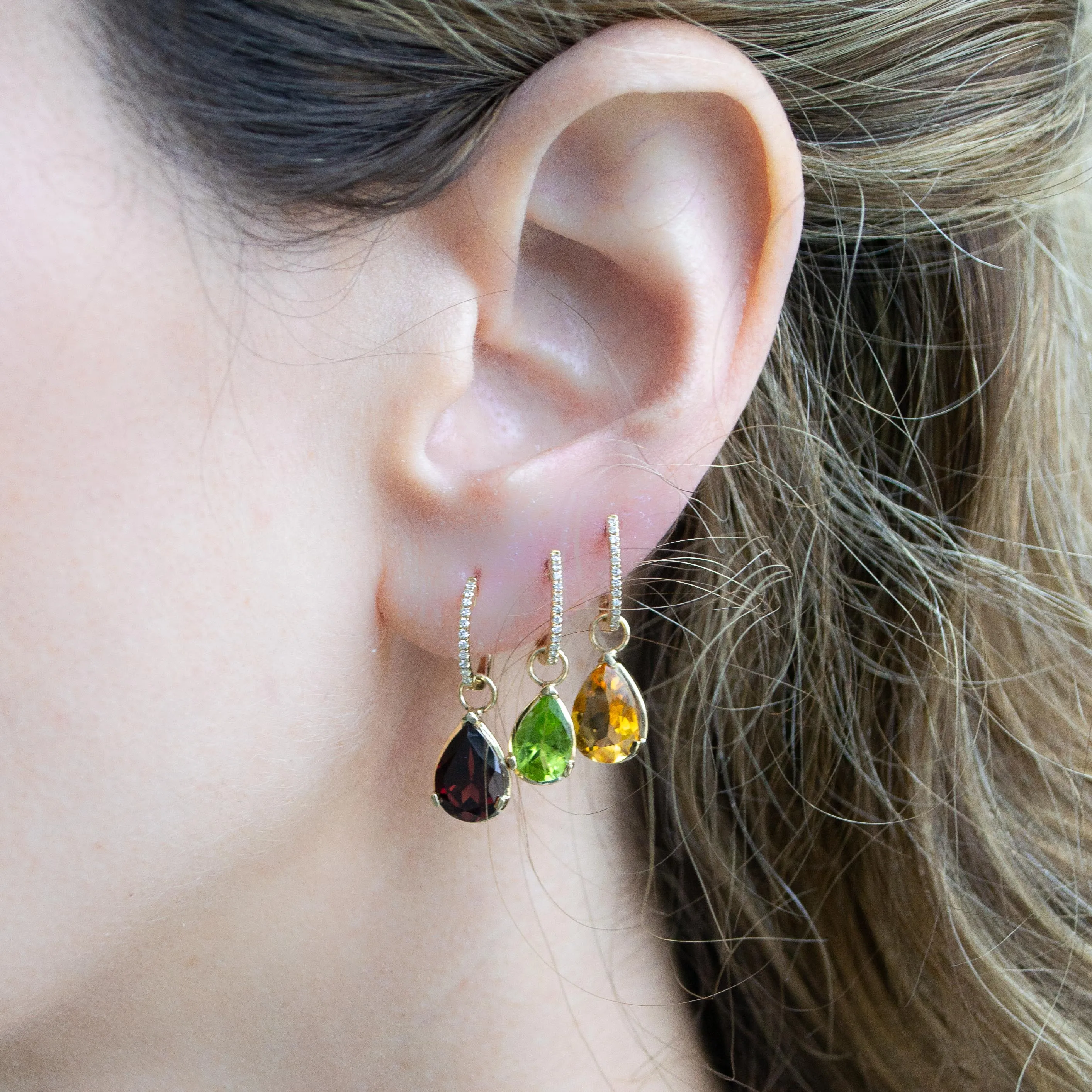 14K Gold Peridot Drop Earring Charm