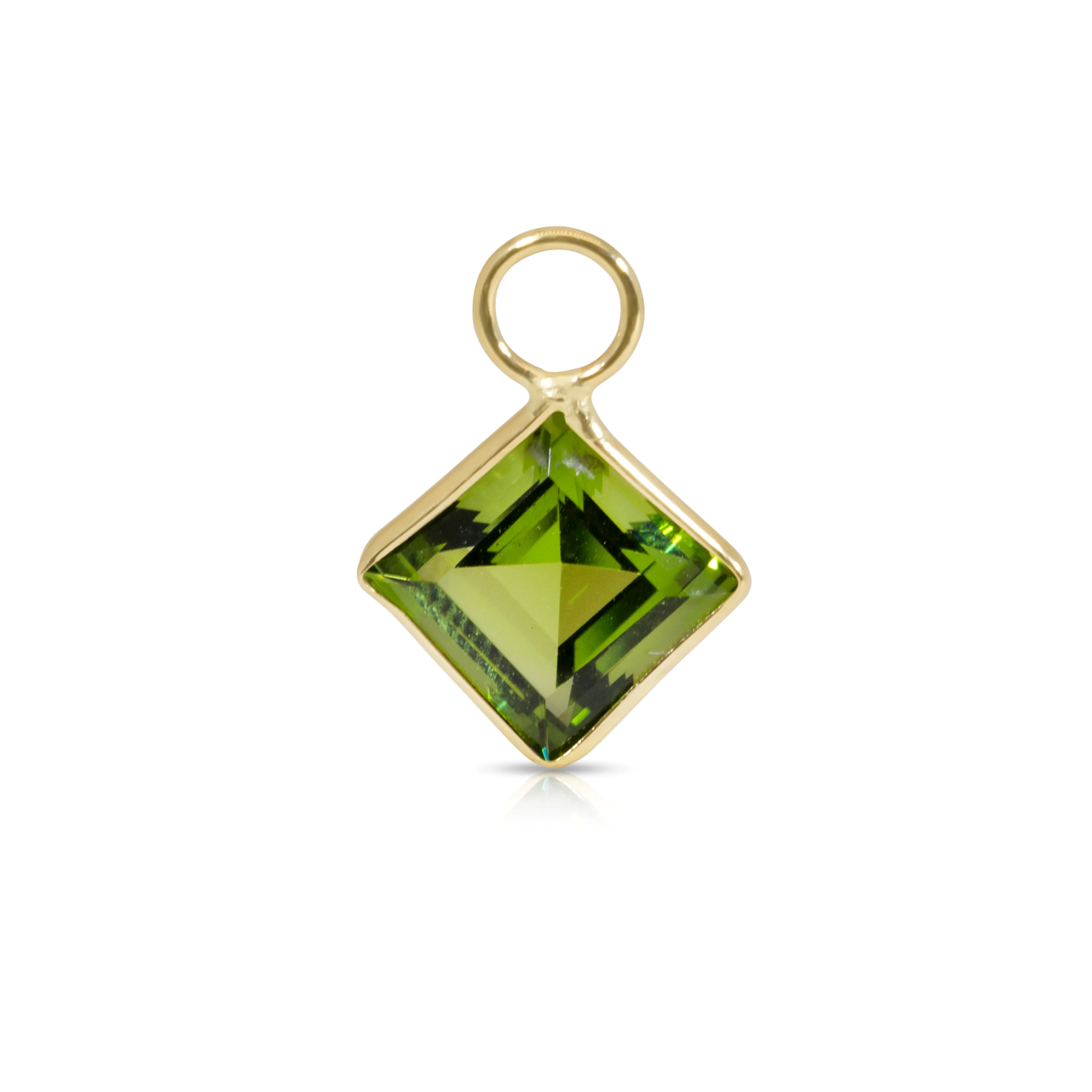 14K Gold Peridot Princess Cut Earring Charm