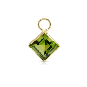 14K Gold Peridot Princess Cut Earring Charm