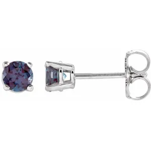 14K Gold Round Gemstone Earrings