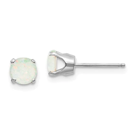 14k Gold Round Genuine Stone Birthstone Stud Earrings - Various Sizes