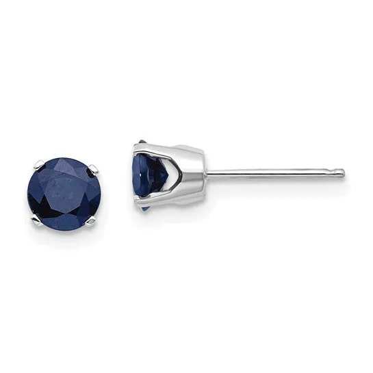 14k Gold Round Genuine Stone Birthstone Stud Earrings - Various Sizes