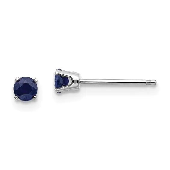 14k Gold Round Genuine Stone Birthstone Stud Earrings - Various Sizes