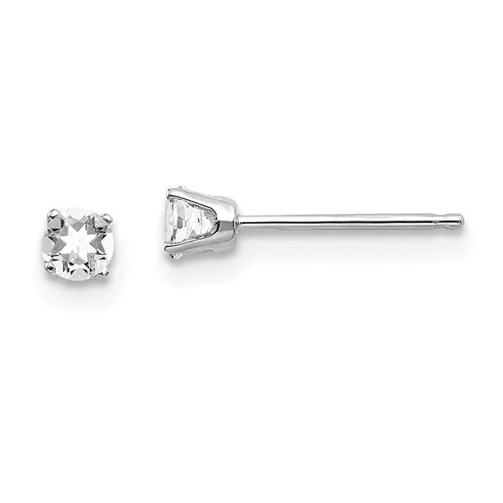 14k Gold Round Genuine Stone Birthstone Stud Earrings - Various Sizes