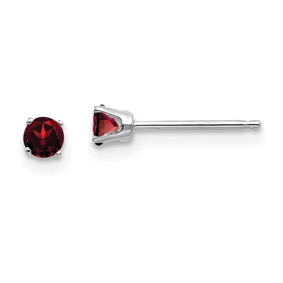 14k Gold Round Genuine Stone Birthstone Stud Earrings - Various Sizes