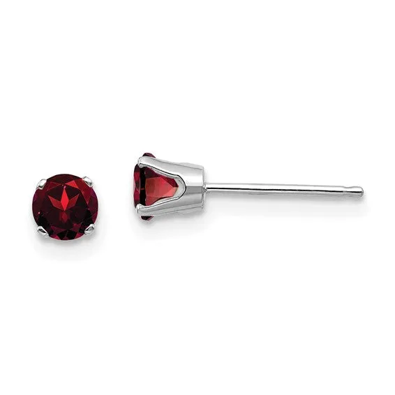 14k Gold Round Genuine Stone Birthstone Stud Earrings - Various Sizes