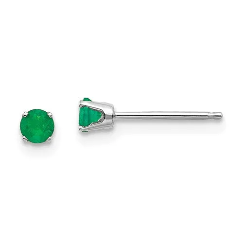 14k Gold Round Genuine Stone Birthstone Stud Earrings - Various Sizes